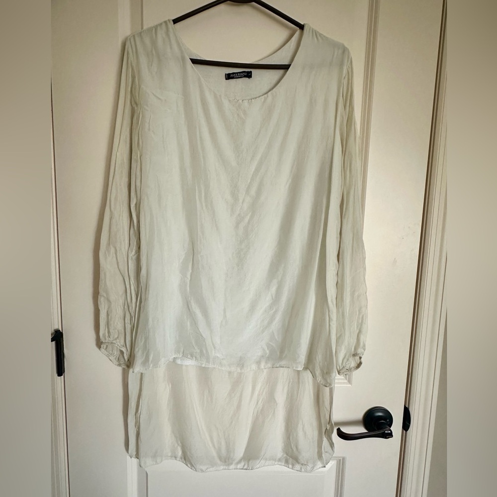Alice Rinaldi Silk Long Sleeve High-Low Tunic